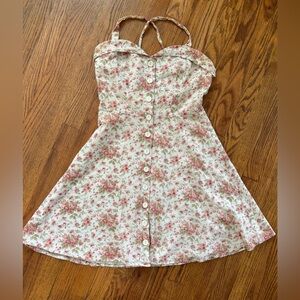 Lucky Brand Pink and White Sundress Sleeveless Sweetheart Neckline